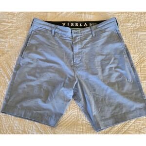 Vissla Hybrid Texture Walkshort Upcycled Poly Cotton Stretch Blue Mens Shorts 34